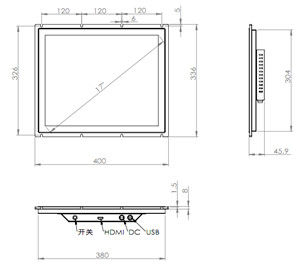 300cd/M2 Industrial Touch Screen Monitor da 10 pollici Display 24V DC Power Input